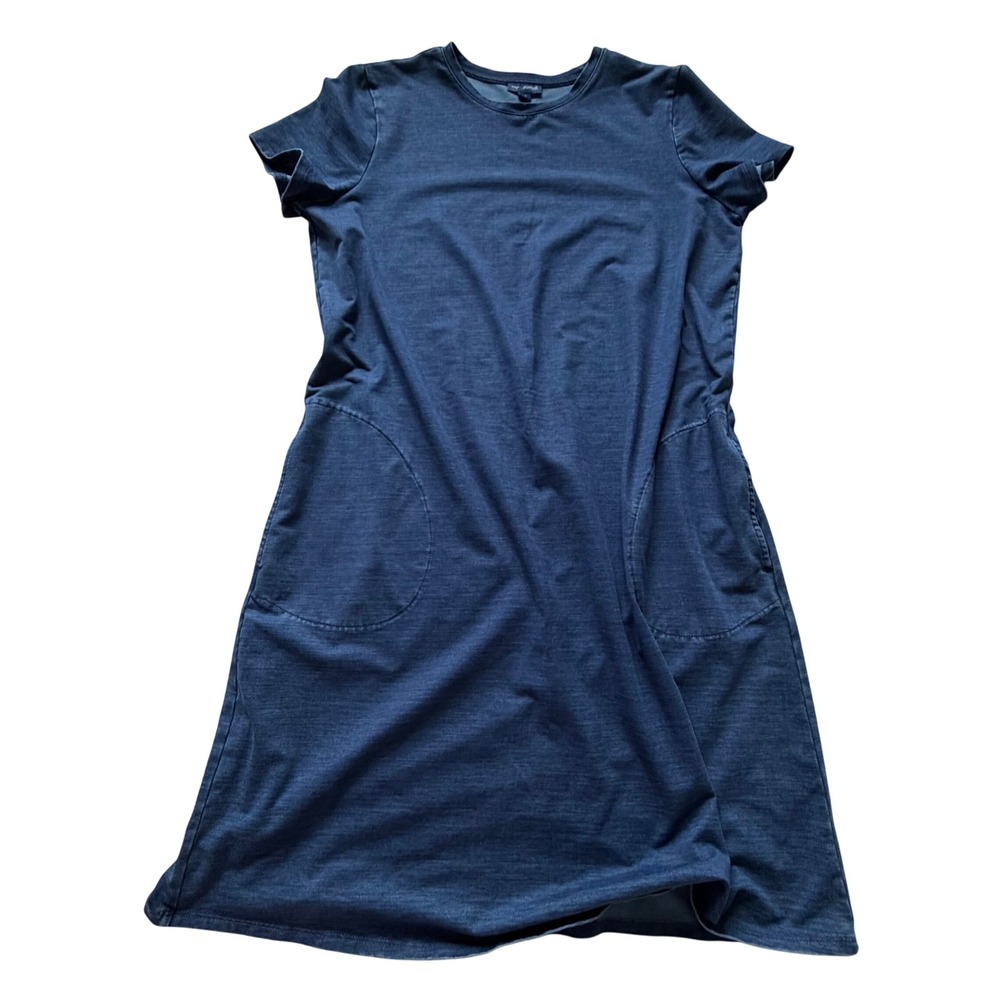 Pure Jill Indigo Blue Lyocell Blend Short Sleeve Pocket T-Shirt Dress Medium